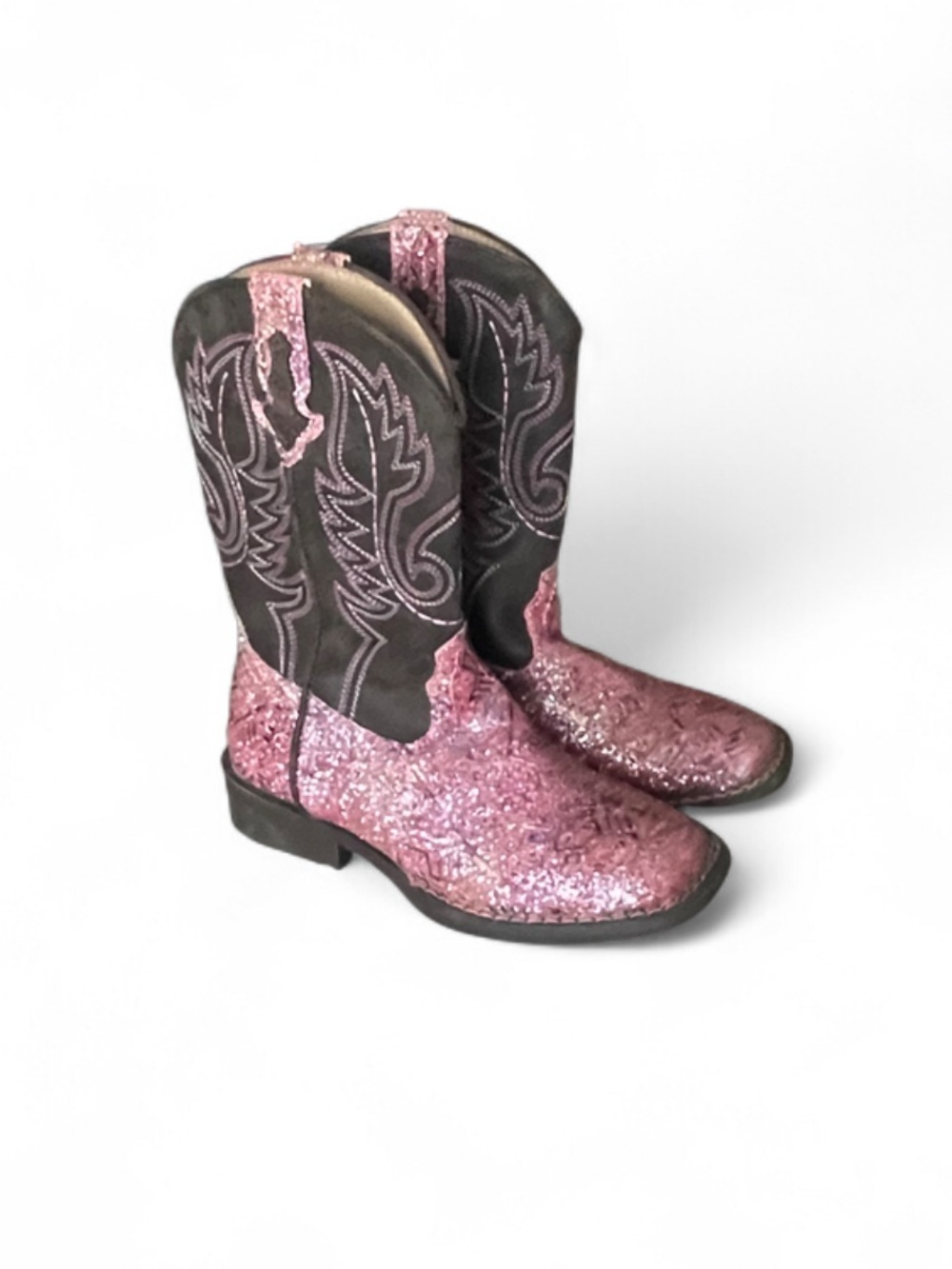 Roper Pink Glitter Cowgirl Boots with Aztec print